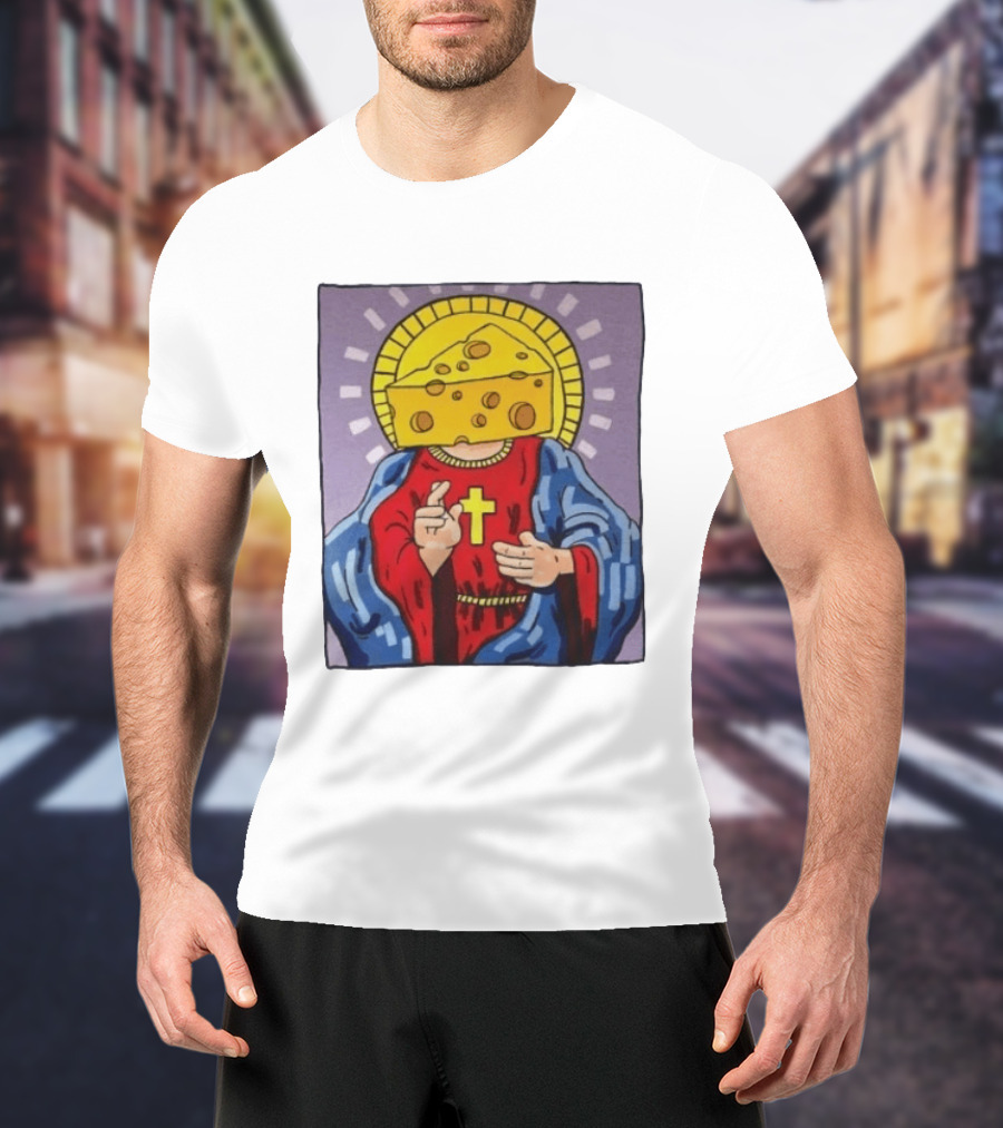 Cheesus Cheese Head Religious Pun Jesus T-Shirt