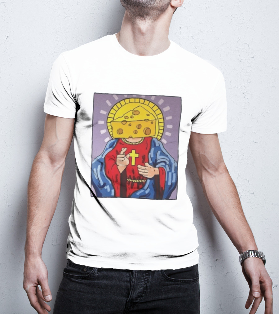 Cheesus Cheese Head Religious Pun Jesus T-Shirt
