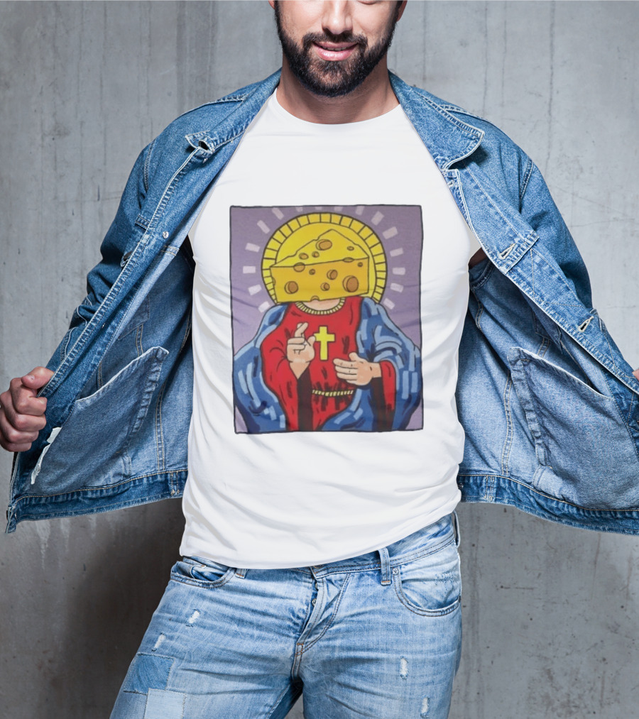 Cheesus Cheese Head Religious Pun Jesus T-Shirt