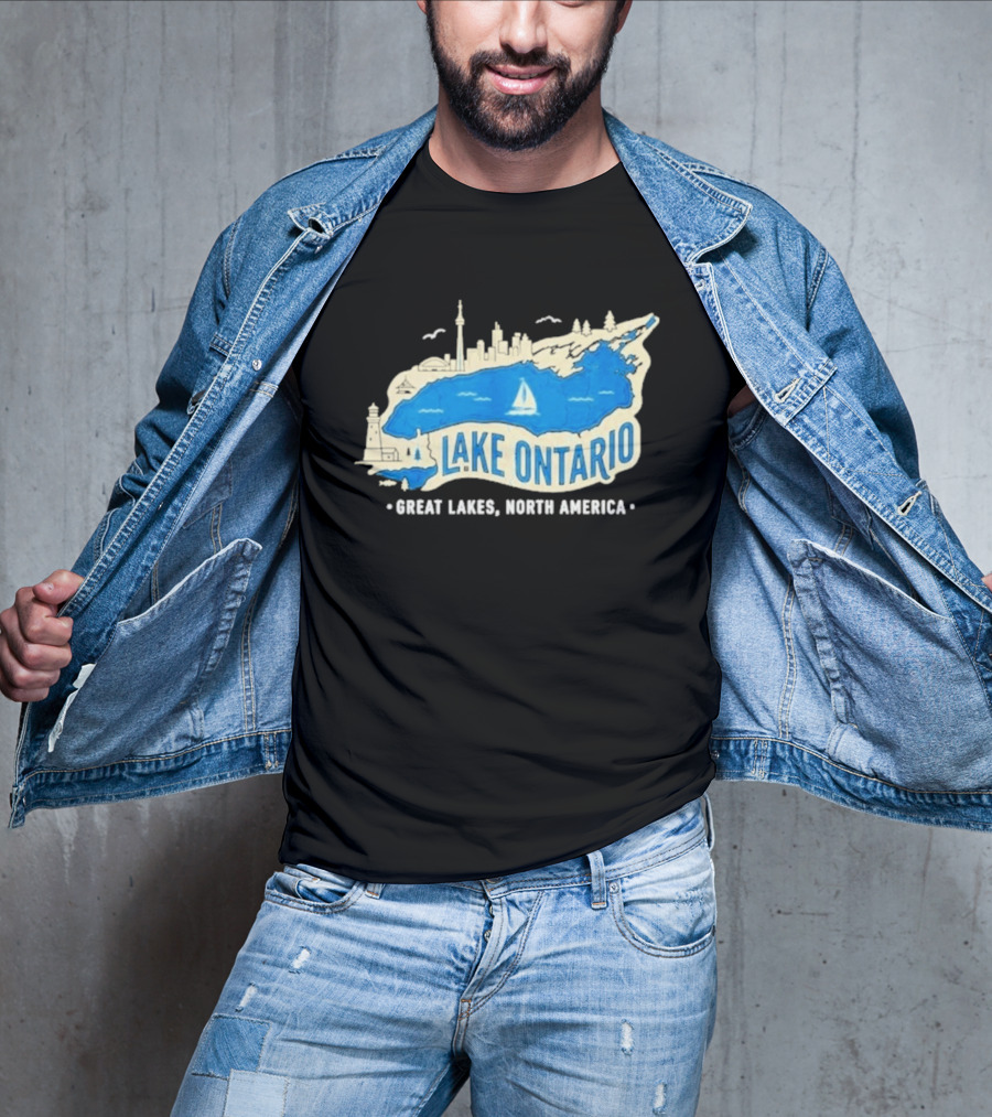Lake Ontario Skyline Map Great Lakes North America T-Shirt