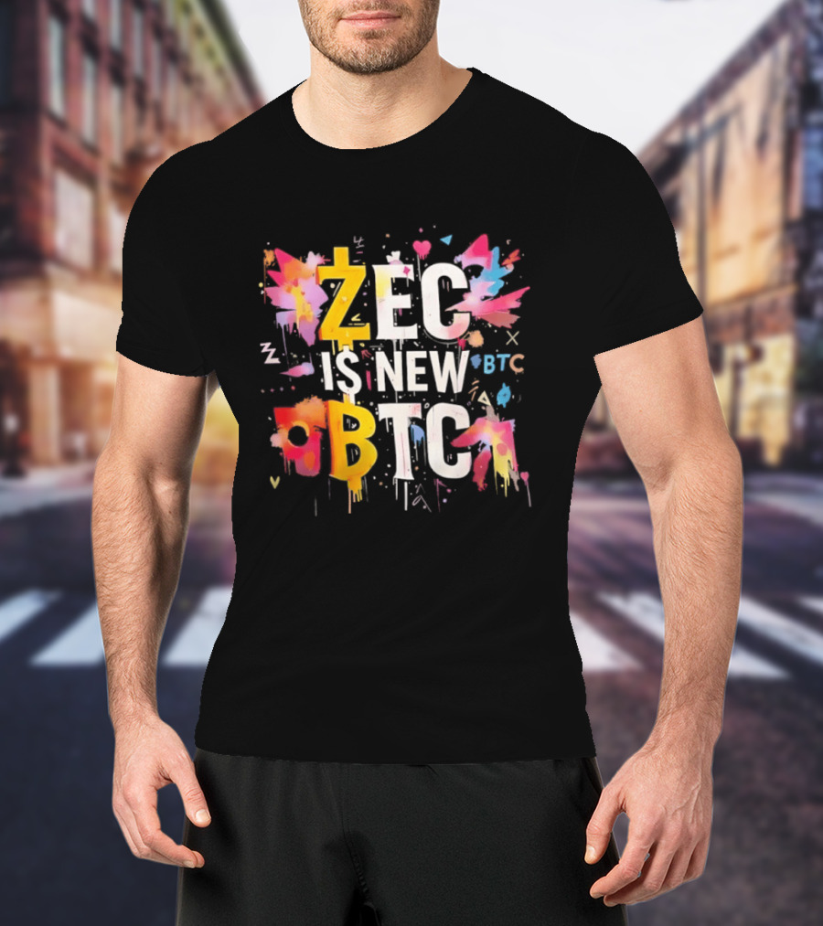ZEC Is New BTC Cryptocurrency Zcash Bitcoin Colorful Paint Splash T-Shirt