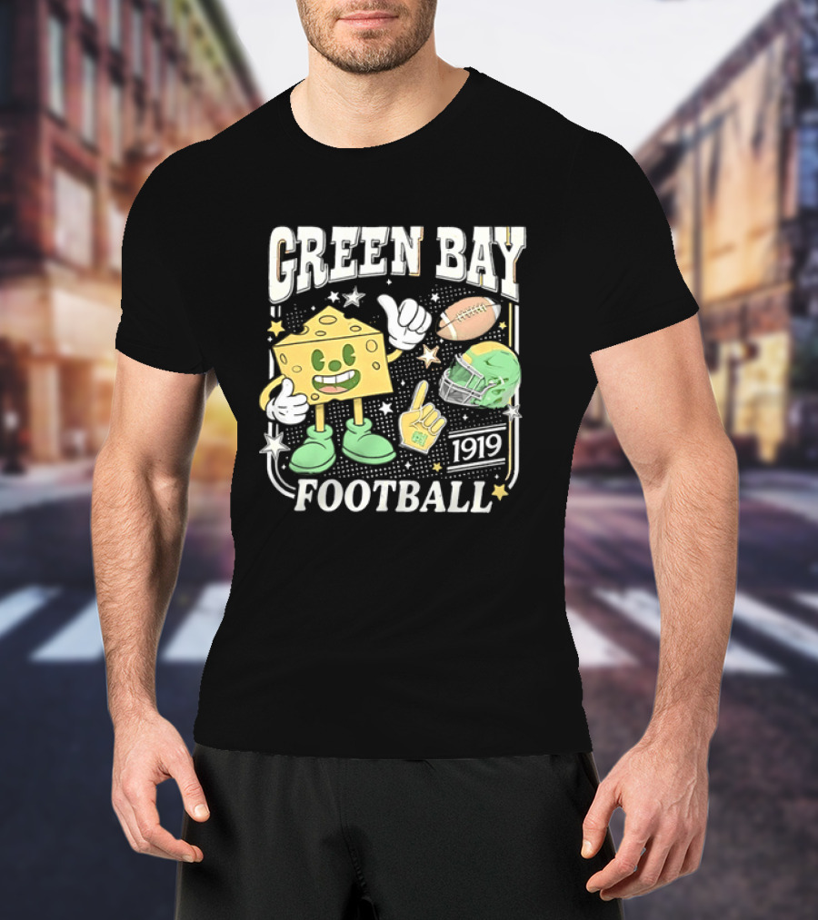 Green Bay 1919 Cheesehead Football Mascot And Gear T-Shirt