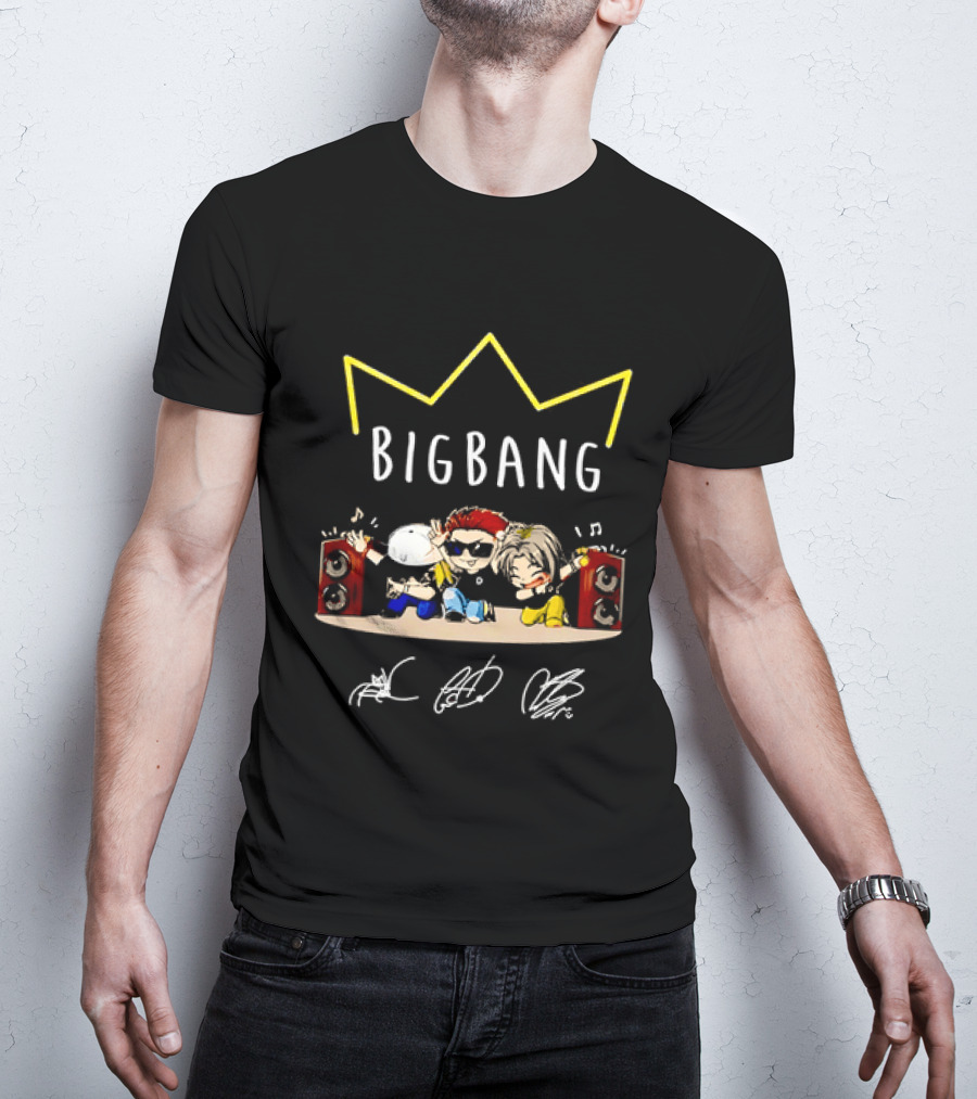 BIGBANG Chibi Characters With Crown And Speaker T-Shirt