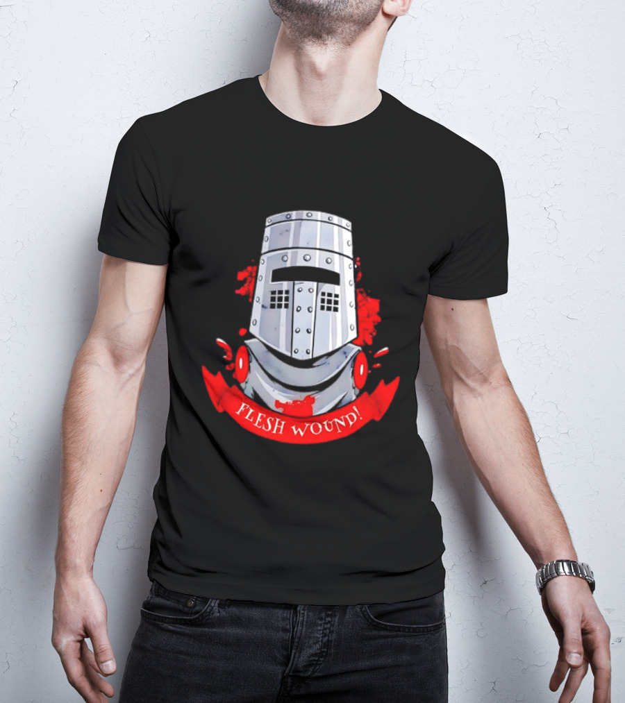 Black Knight Flesh Wound Helmet Monty Python Holy Grail T-Shirt