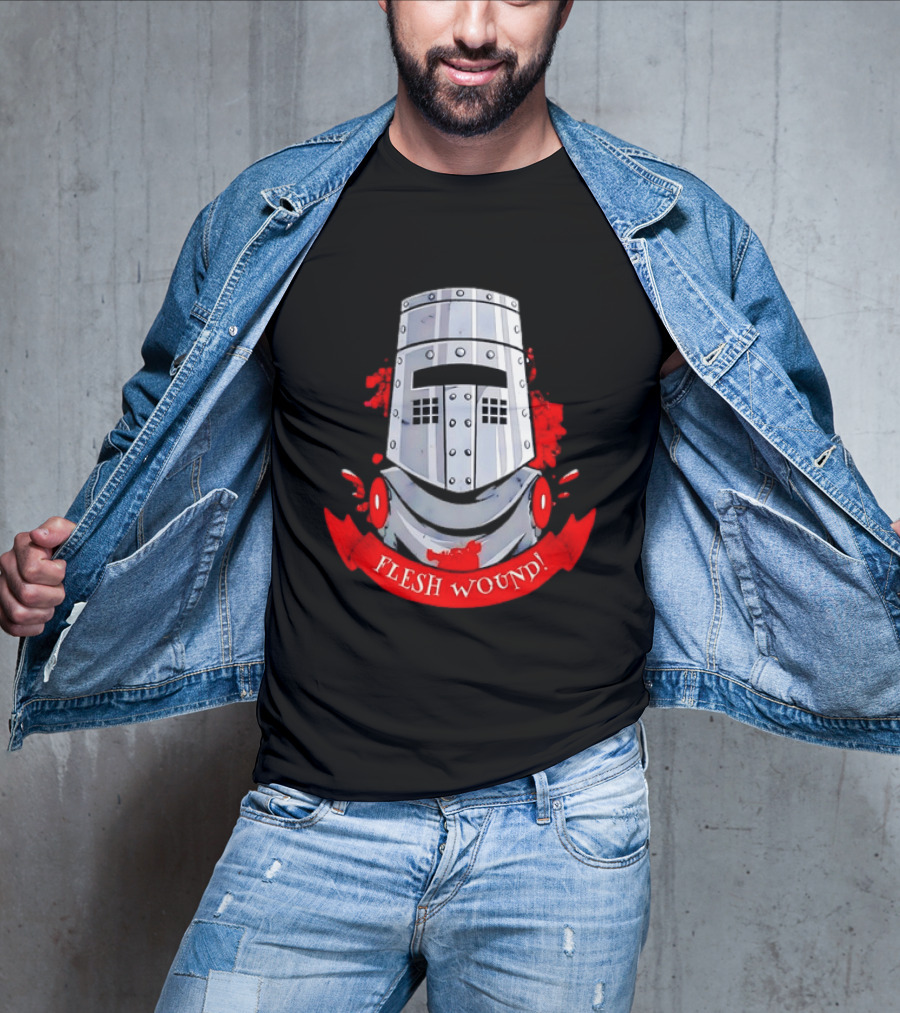 Black Knight Flesh Wound Helmet Monty Python Holy Grail T-Shirt