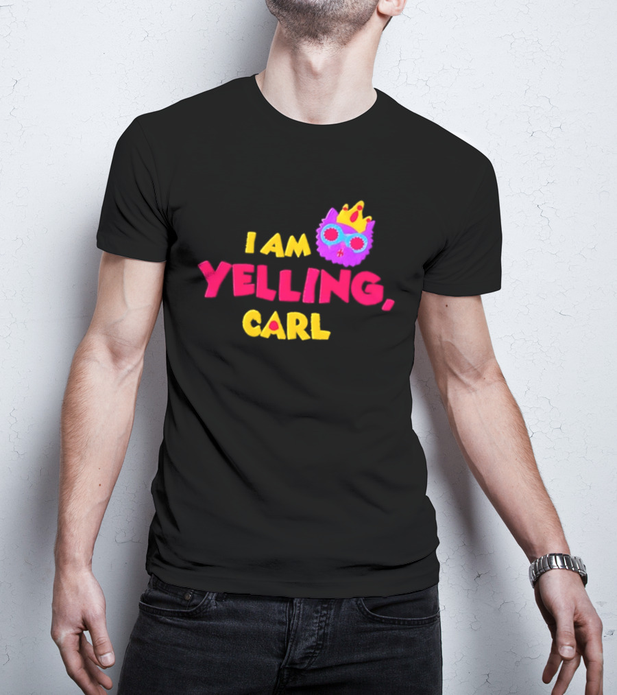 I Am Yelling Carl Cat Meme Colorful Crown Glasses T-Shirt