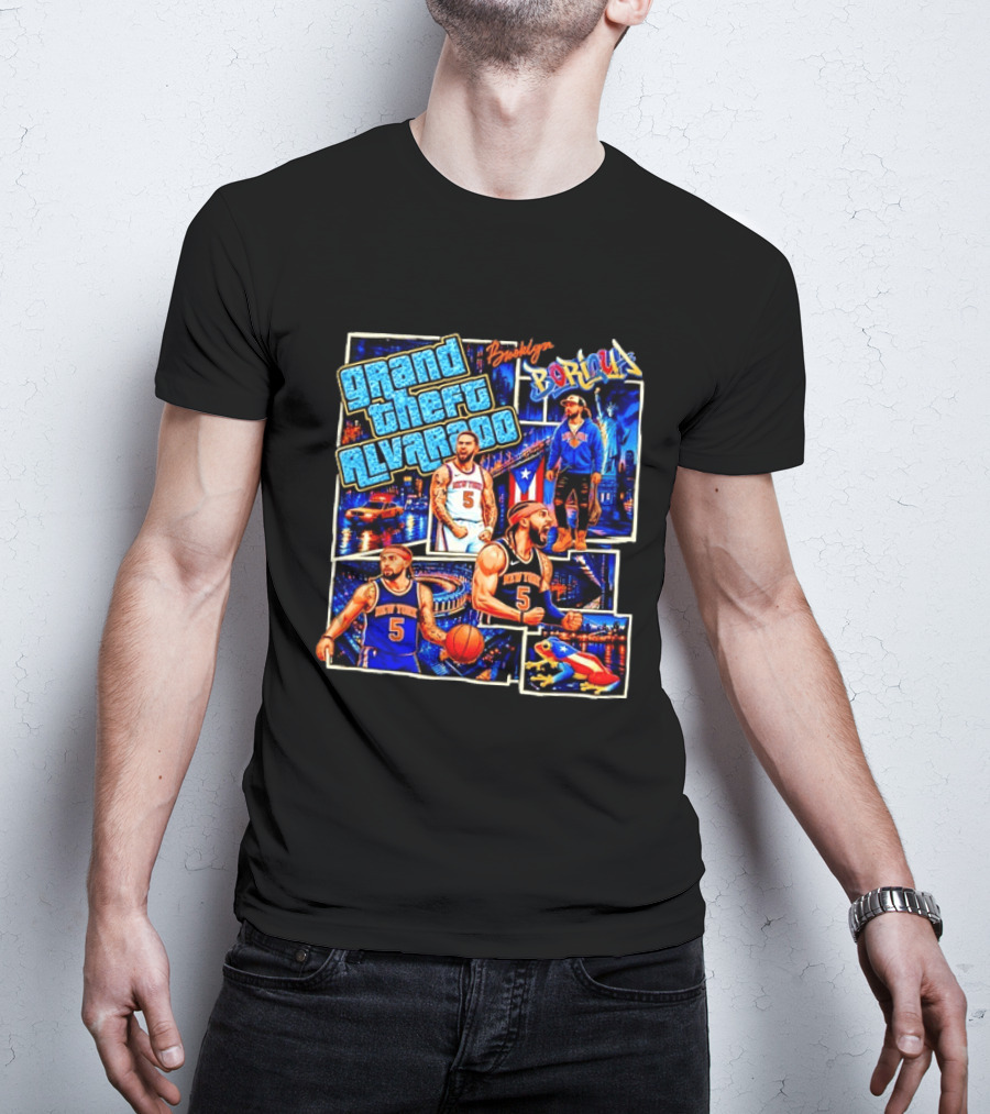 Brooklyn Boricua NY Knicks Grand Theft Alvarado T-Shirt