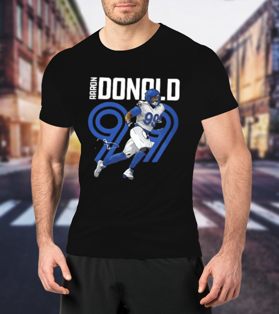 Los Angeles Rams Aaron Donald 99 Blue Running Player T-Shirt