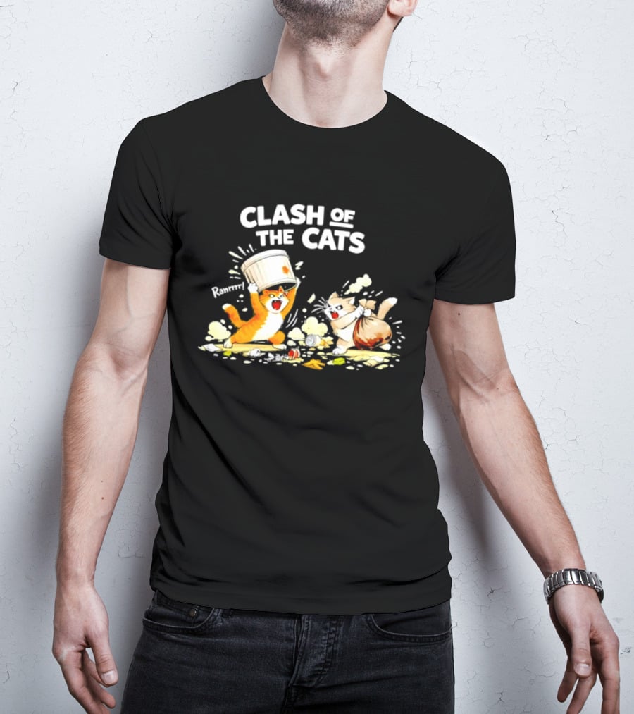 Clash Of The Cats Funny Fighting Kittens Playful Chaos T-Shirt