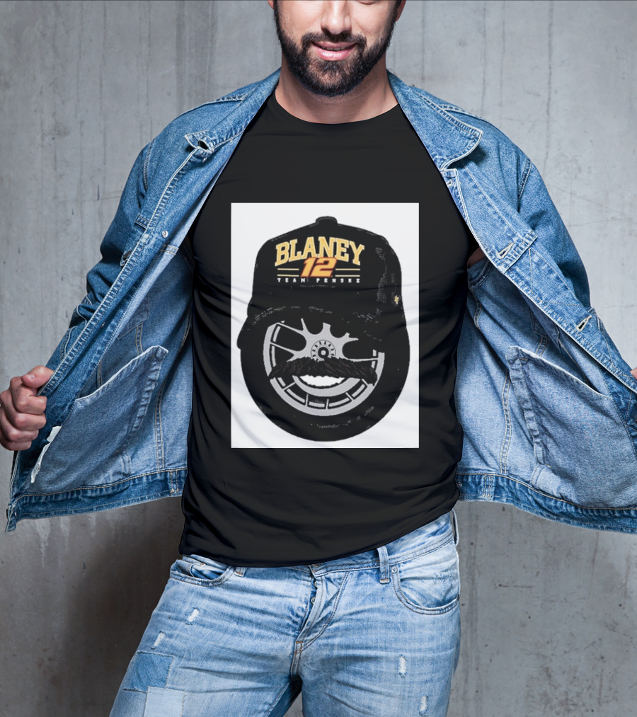 Blaney 12 Team Penske Mustache Racing Fan Gear T-Shirt