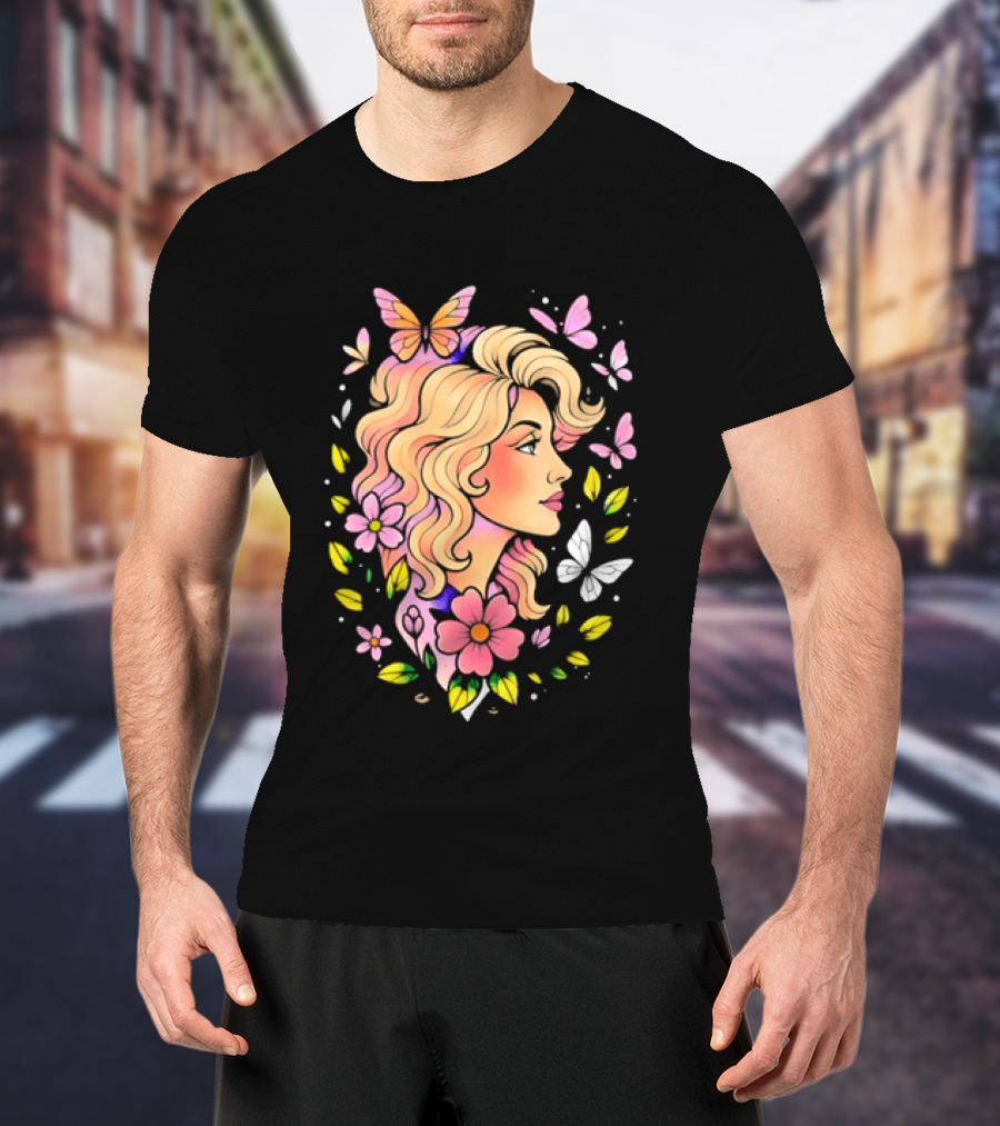 Dolly Parton Floral Butterfly Country Music T-Shirt