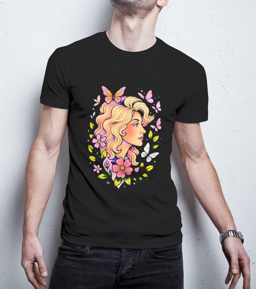 Dolly Parton Floral Butterfly Country Music T-Shirt