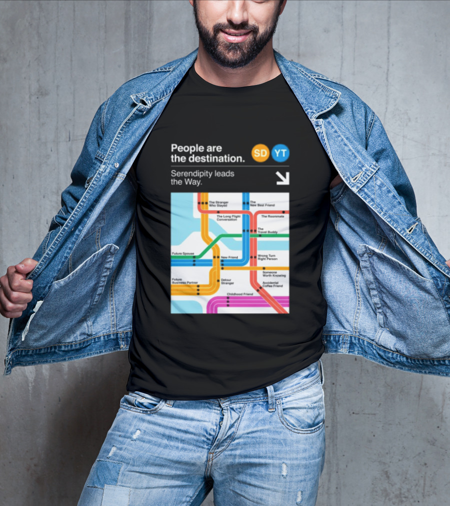 Seek Discomfort Serendipity Leads The Way People Are The Destination Black T-Shirt