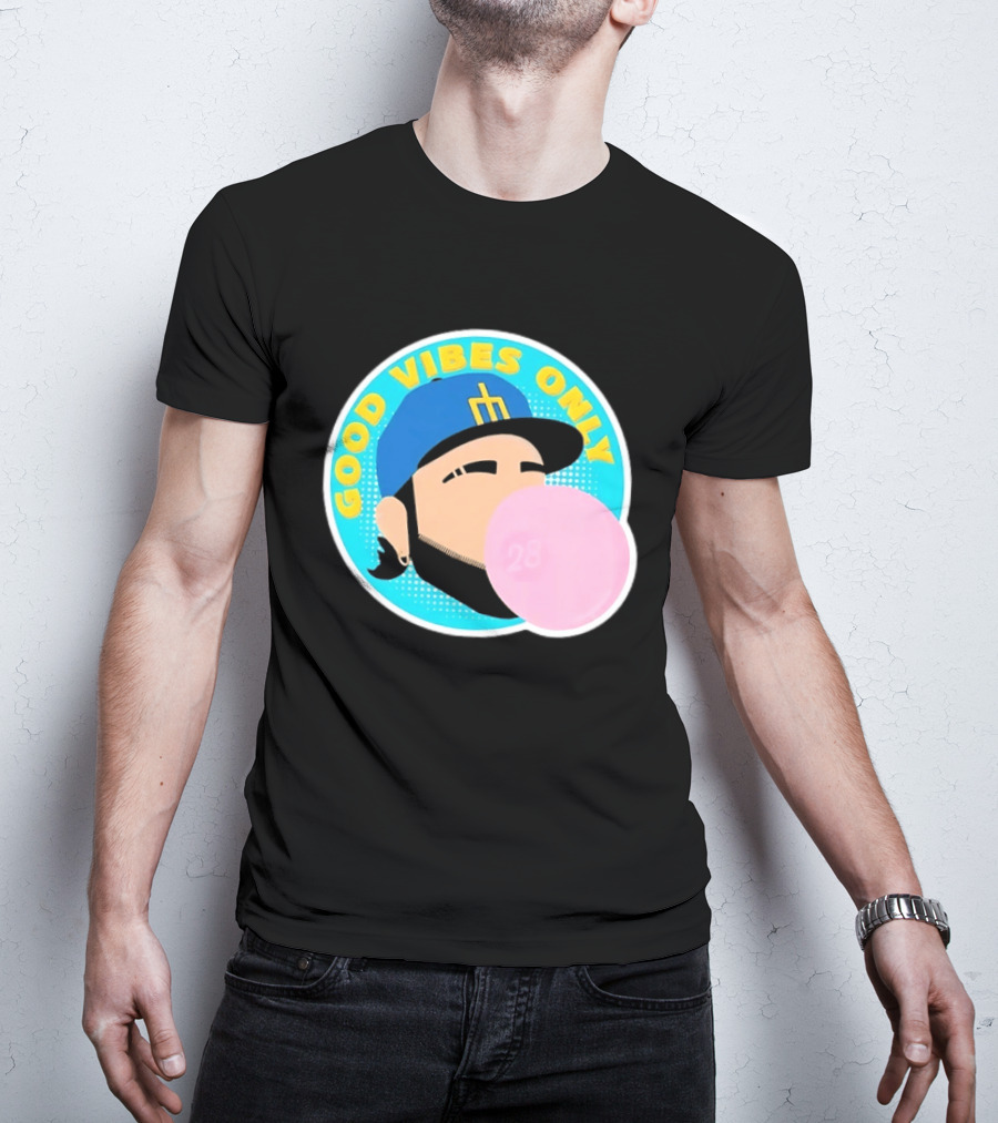 Seattle Mariners Eugenio Suarez Good Vibes Only 28 Baseball Bubblegum T-Shirt