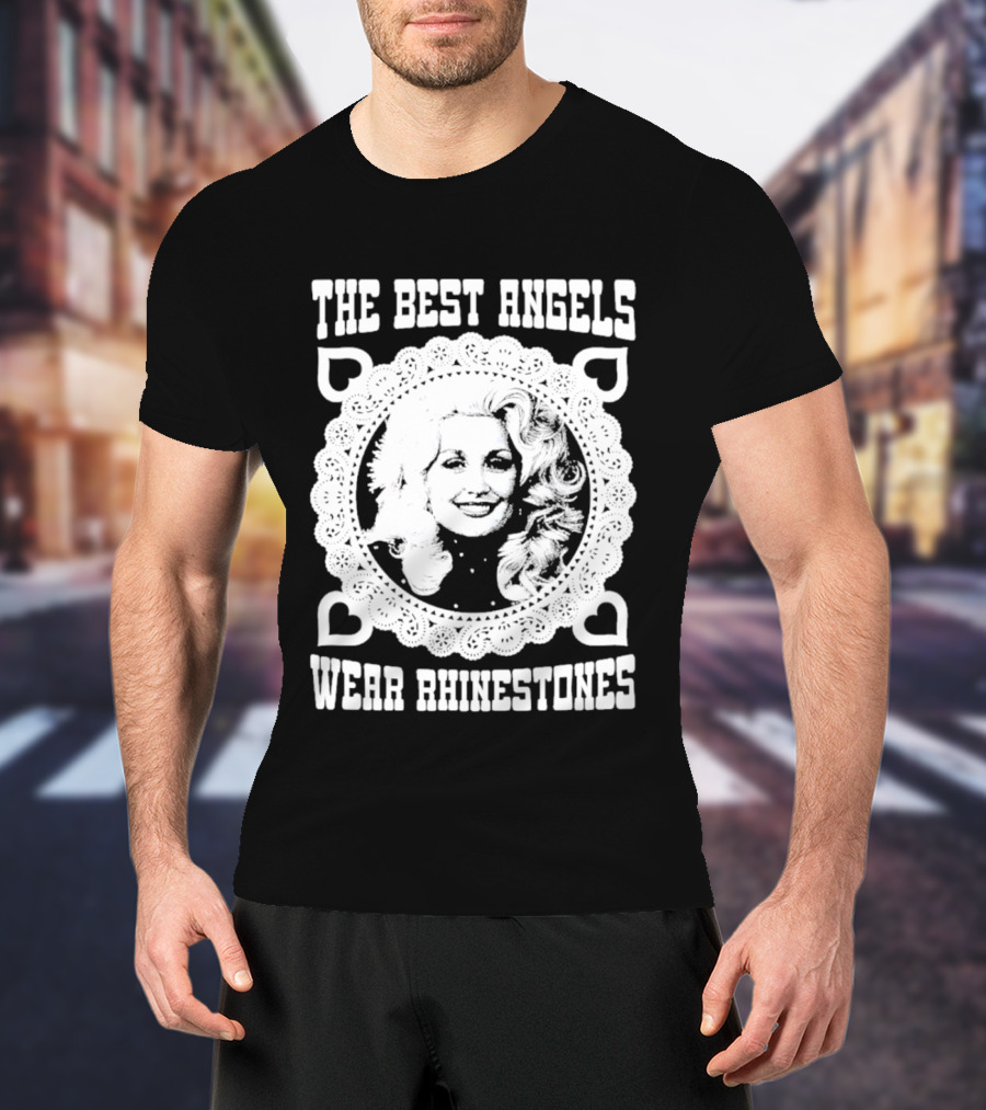 The Best Angels Wear Rhinestones Vintage Lace T-Shirt