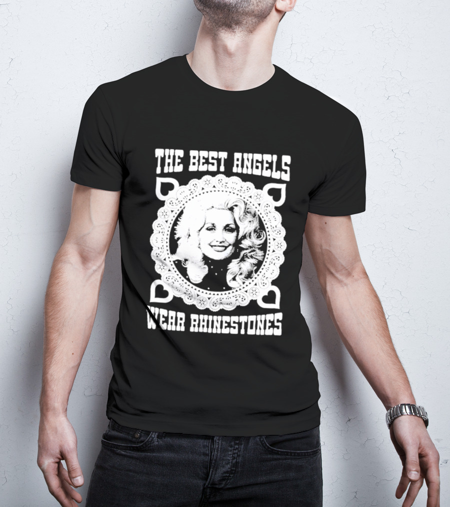 The Best Angels Wear Rhinestones Vintage Lace T-Shirt