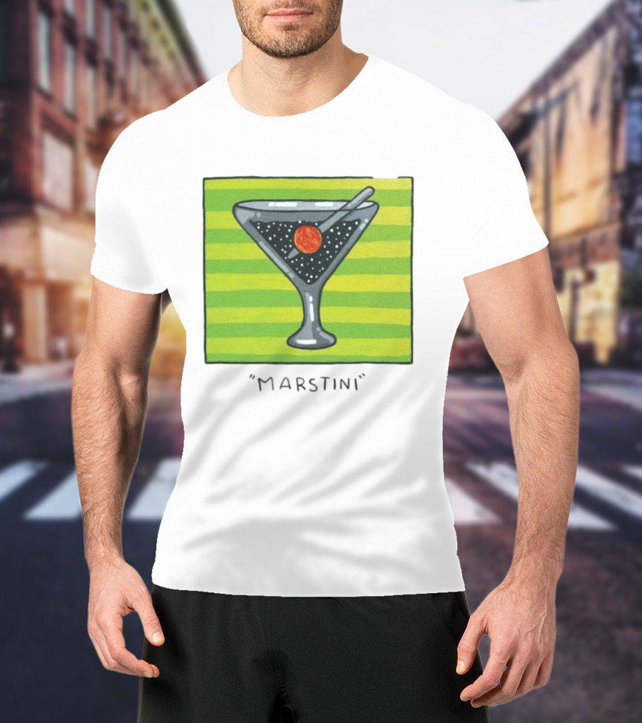 Marstini Planet Martini Cocktail Mars Space Themed Drink T-Shirt