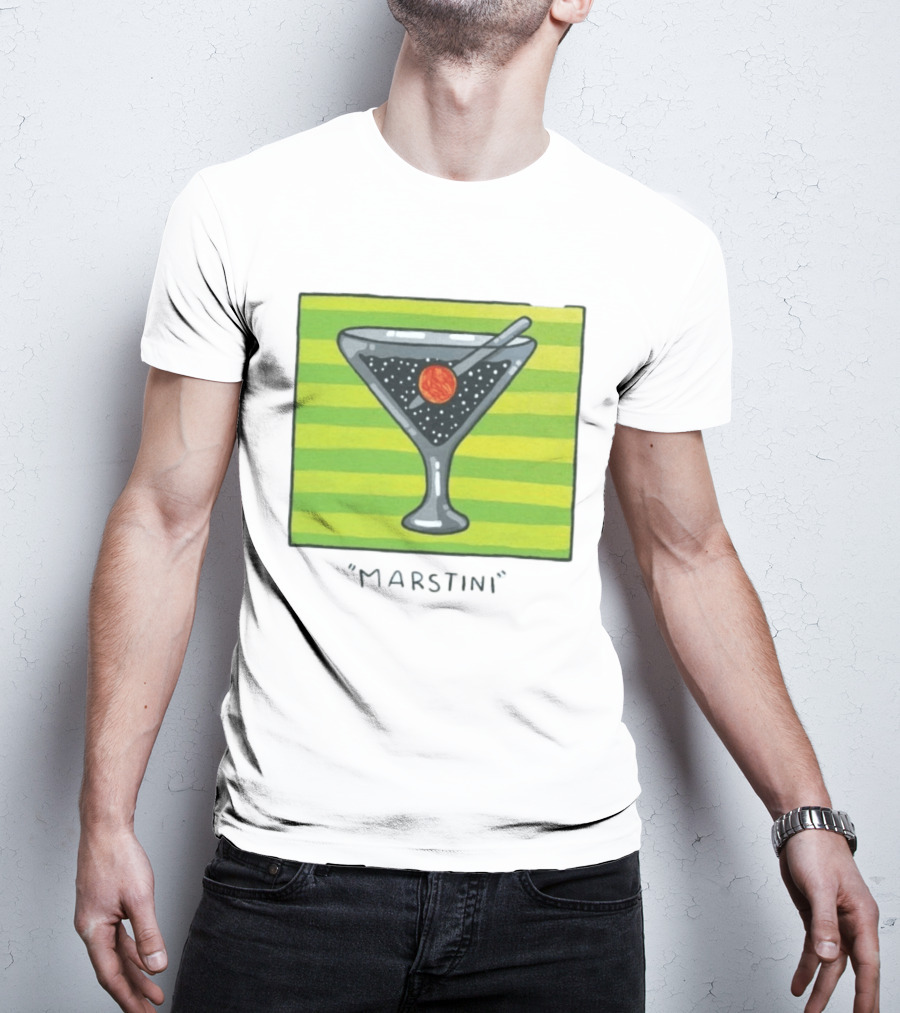 Marstini Planet Martini Cocktail Mars Space Themed Drink T-Shirt