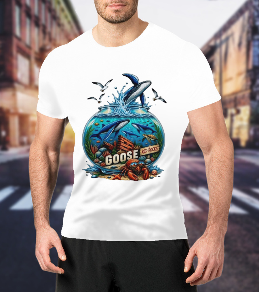 Goose Red Rocks Aquarium Whale Ocean Life Jam Band T-Shirt