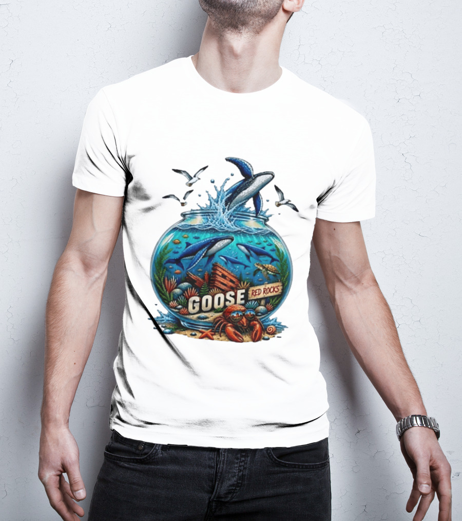 Goose Red Rocks Aquarium Whale Ocean Life Jam Band T-Shirt