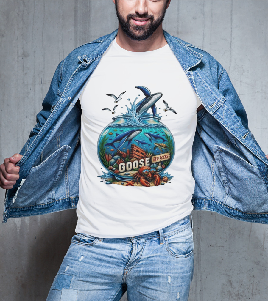 Goose Red Rocks Aquarium Whale Ocean Life Jam Band T-Shirt