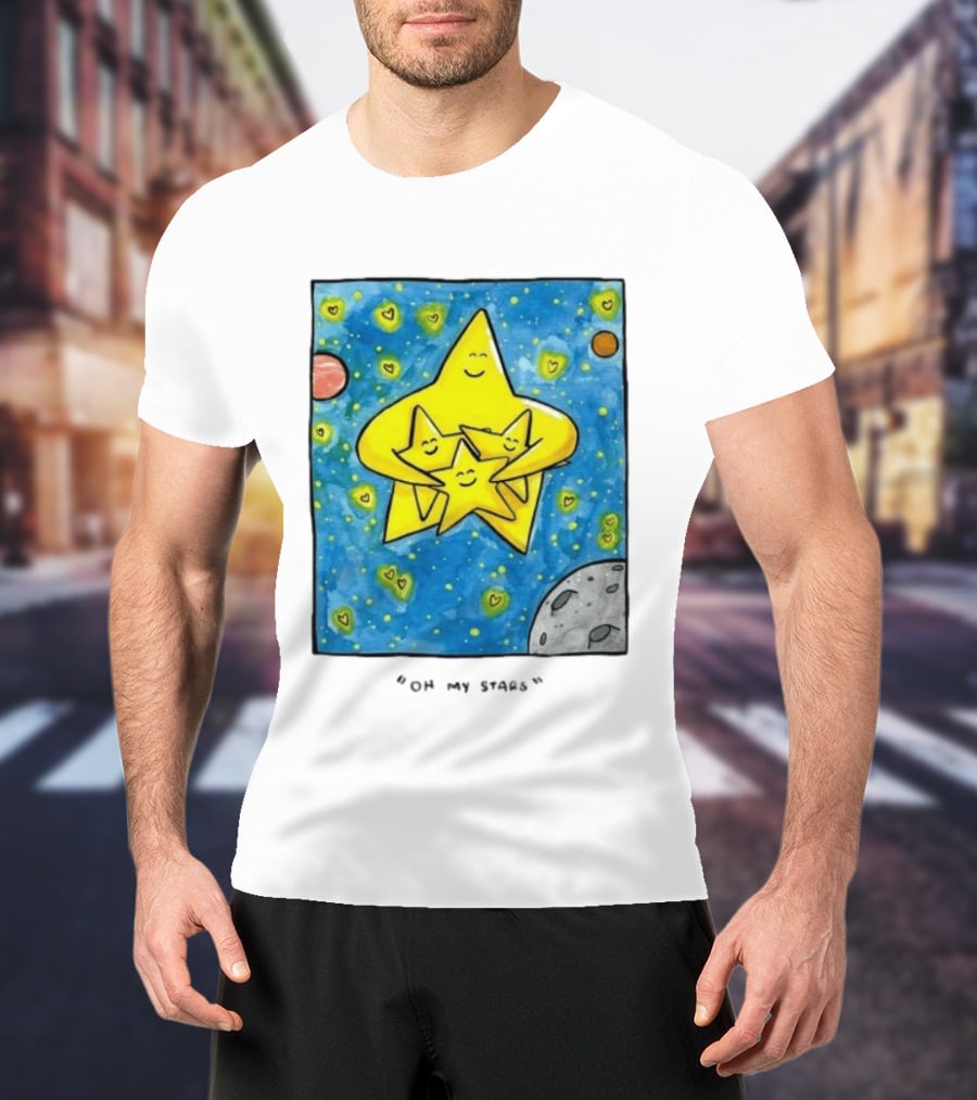 Oh My Stars Family Of Stars Celestial Background With Planets And Hearts T-Shirt