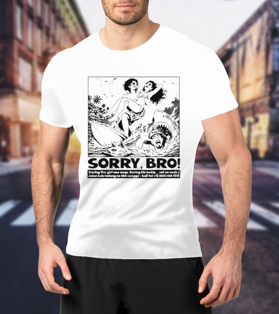 Sorry Bro Saving The Girl Was Easy Saving His Buddy Not So Much Vintage Comic Style Rescue Scene T-Shirt