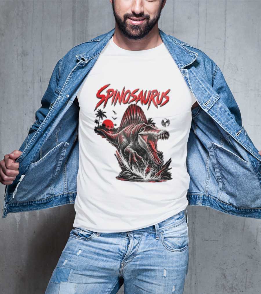 Spinosaurus Late Cretaceous 112 93 Million Years Ago Apex Predator Dinosaur Tropical Scene T-Shirt