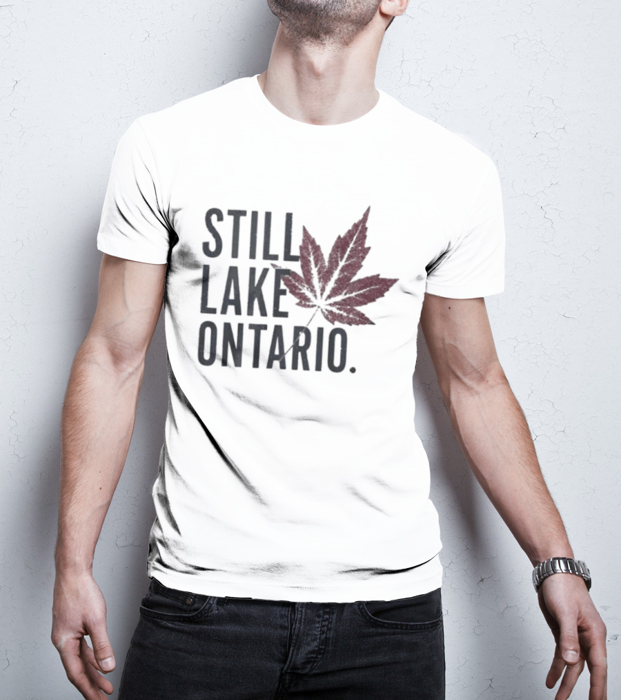 Still Lake Ontario Coordinates Great Lakes Maple Leaf T-Shirt