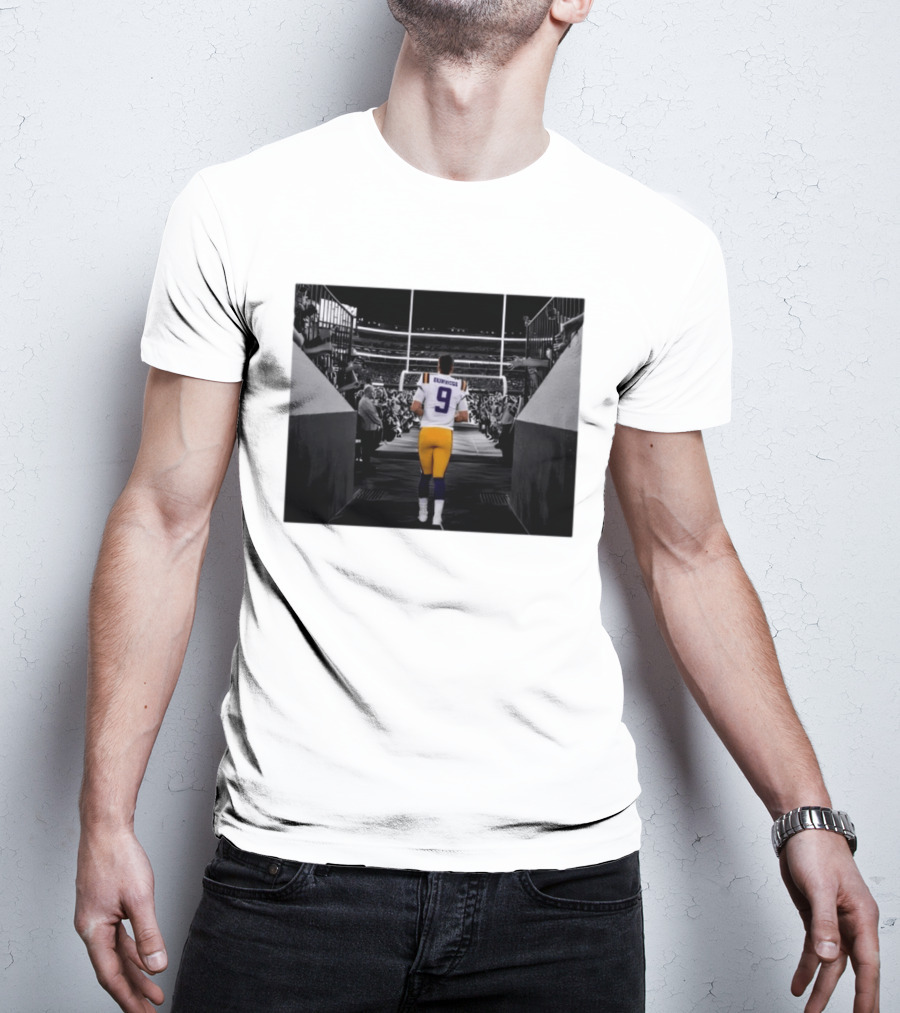 Joe Burrow 9 LSU Tigers Football Quarterback Stadium Entrance T-Shirt
