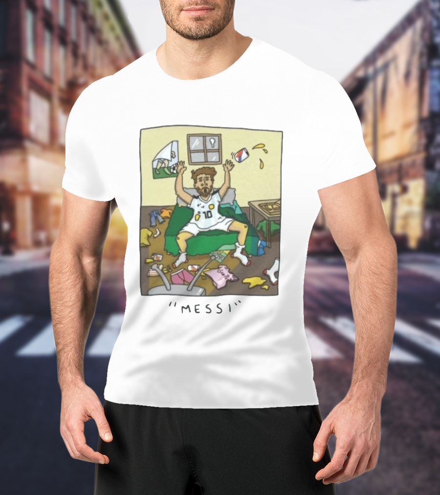 Lionel Messi Argentina Football Cartoon Messy Room T-Shirt