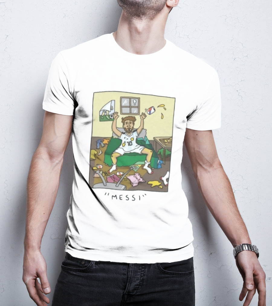 Lionel Messi Argentina Football Cartoon Messy Room T-Shirt