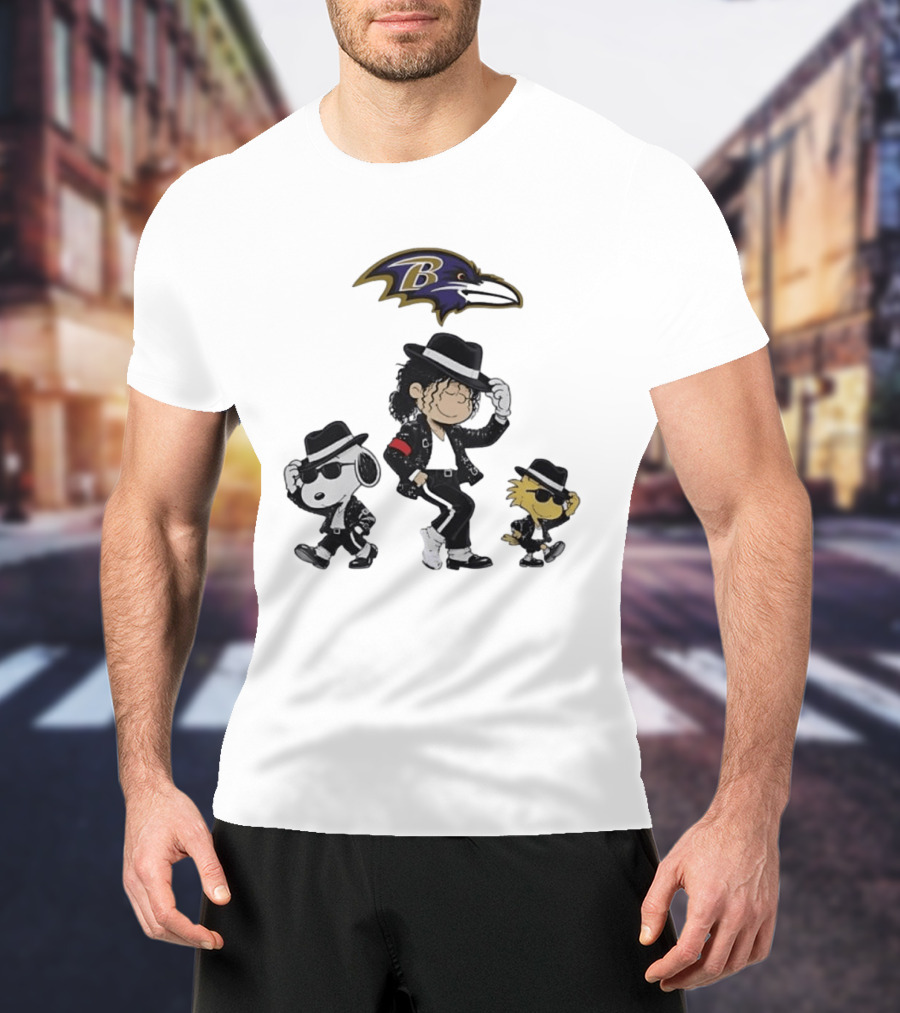 Baltimore Ravens Snoopy Charlie Brown Woodstock Pop Rock Dance T-Shirt