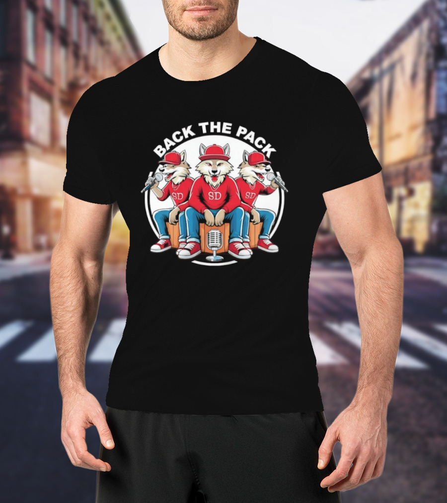 Back The Pack SD Wolf Rap Crew Hip Hop Trio Performance T-Shirt