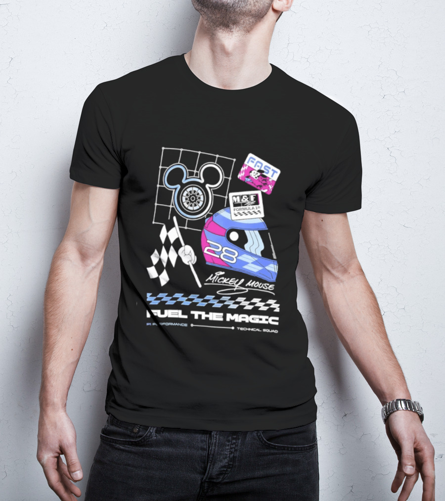 Mickey Mouse Fast Formula 1 Racing Helmet Fuel The Magic P1 Performance T-Shirt