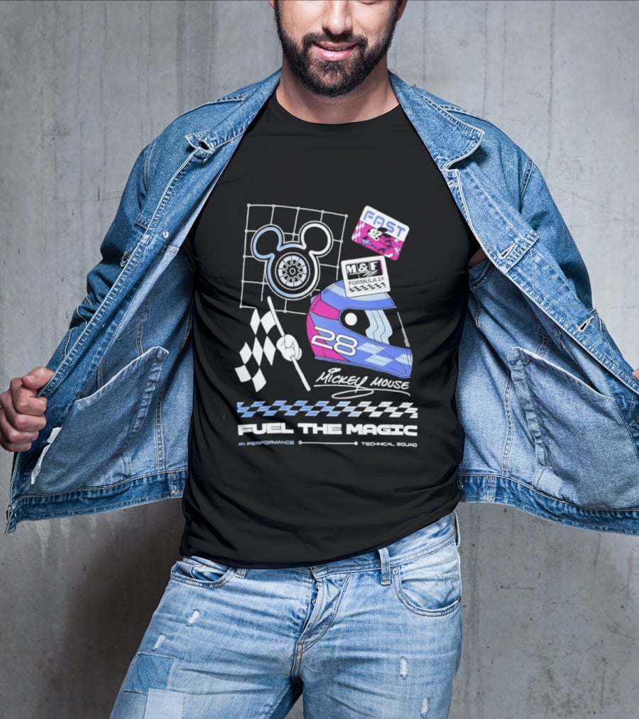 Mickey Mouse Fast Formula 1 Racing Helmet Fuel The Magic P1 Performance T-Shirt