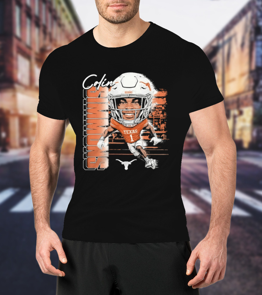 Colin Simmons Texas Longhorns Football Player Number 1 Distressed T-Shirt