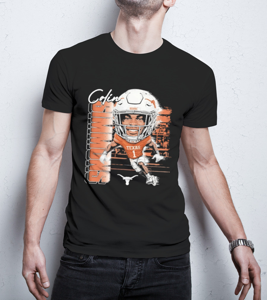 Colin Simmons Texas Longhorns Football Player Number 1 Distressed T-Shirt