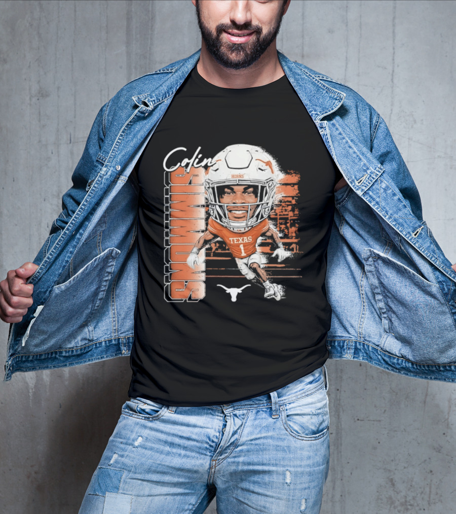 Colin Simmons Texas Longhorns Football Player Number 1 Distressed T-Shirt