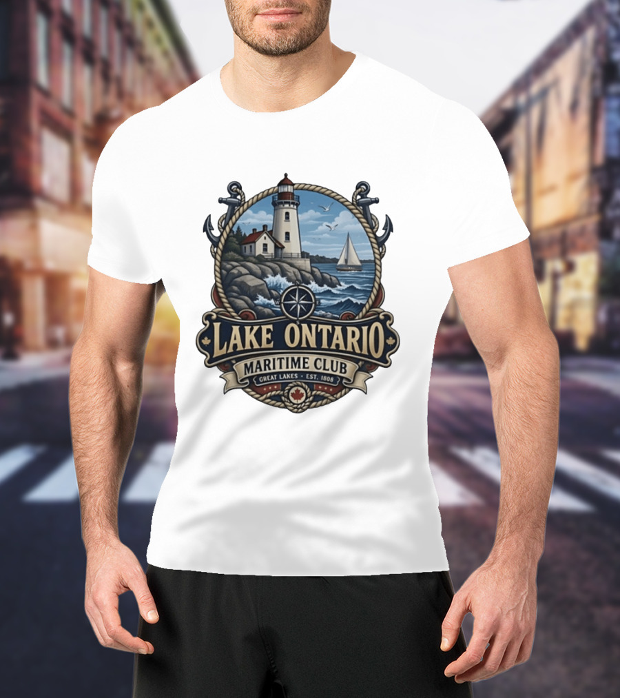 Lake Ontario Maritime Club Great Lakes Lighthouse Sailboat Est 1808 T-Shirt