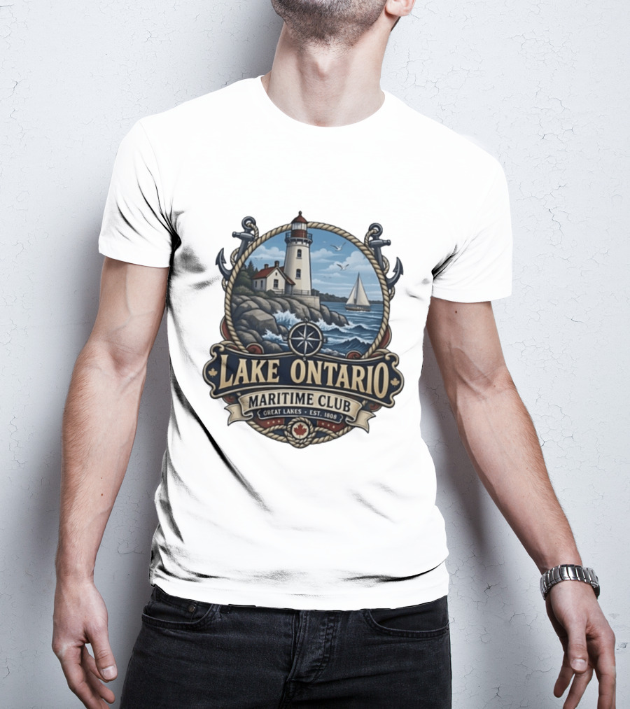 Lake Ontario Maritime Club Great Lakes Lighthouse Sailboat Est 1808 T-Shirt