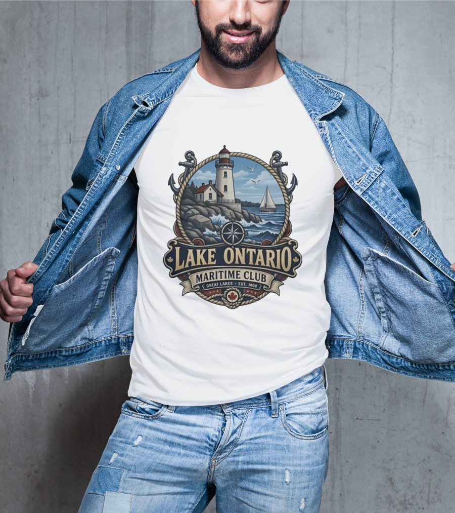 Lake Ontario Maritime Club Great Lakes Lighthouse Sailboat Est 1808 T-Shirt