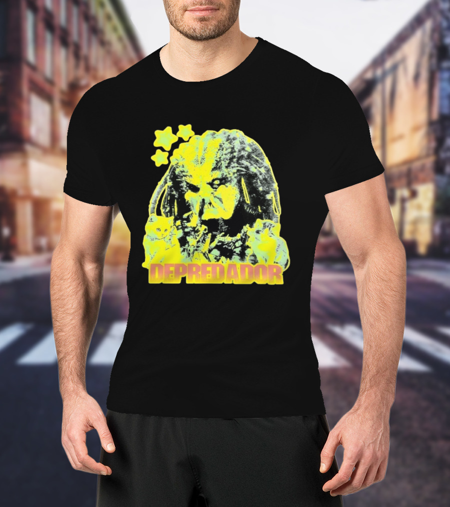 Depredador Predator Sci Fi With Kittens And Stars T-Shirt