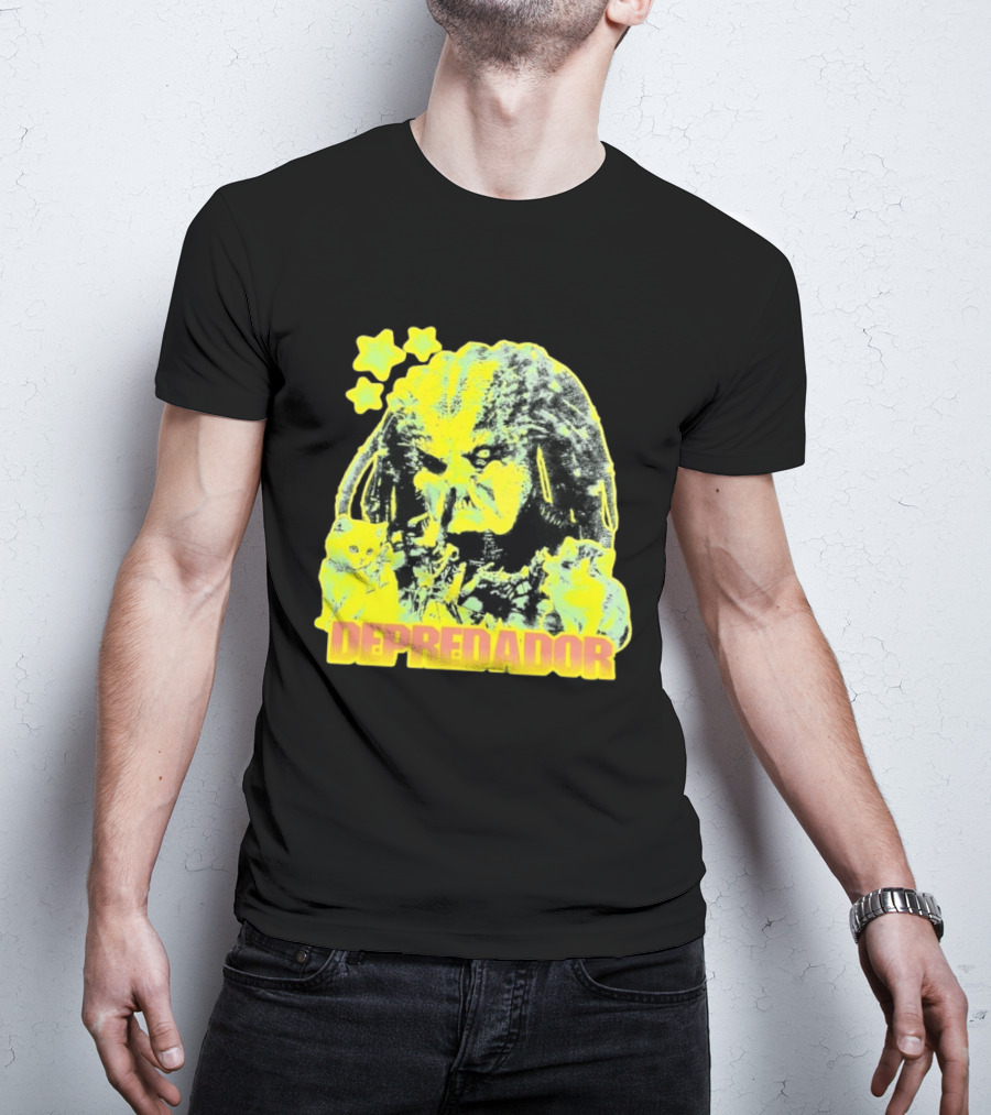 Depredador Predator Sci Fi With Kittens And Stars T-Shirt