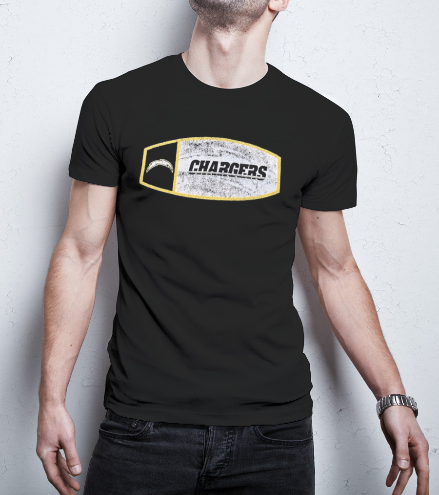 Los Angeles Chargers Distressed Look With Iconic Bolt Border T-Shirt
