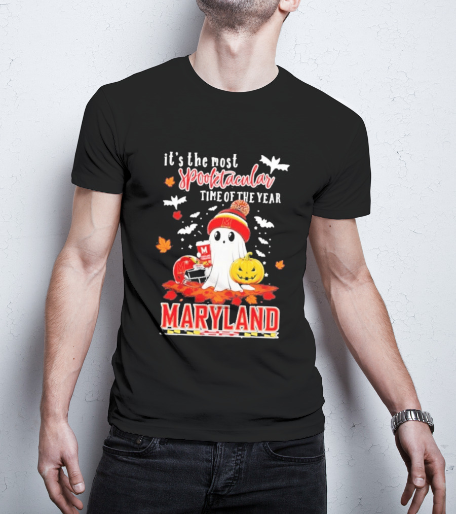 Maryland Terrapins Halloween 2026 Most Spooktacular Time Of The Year Ghost T-Shirt