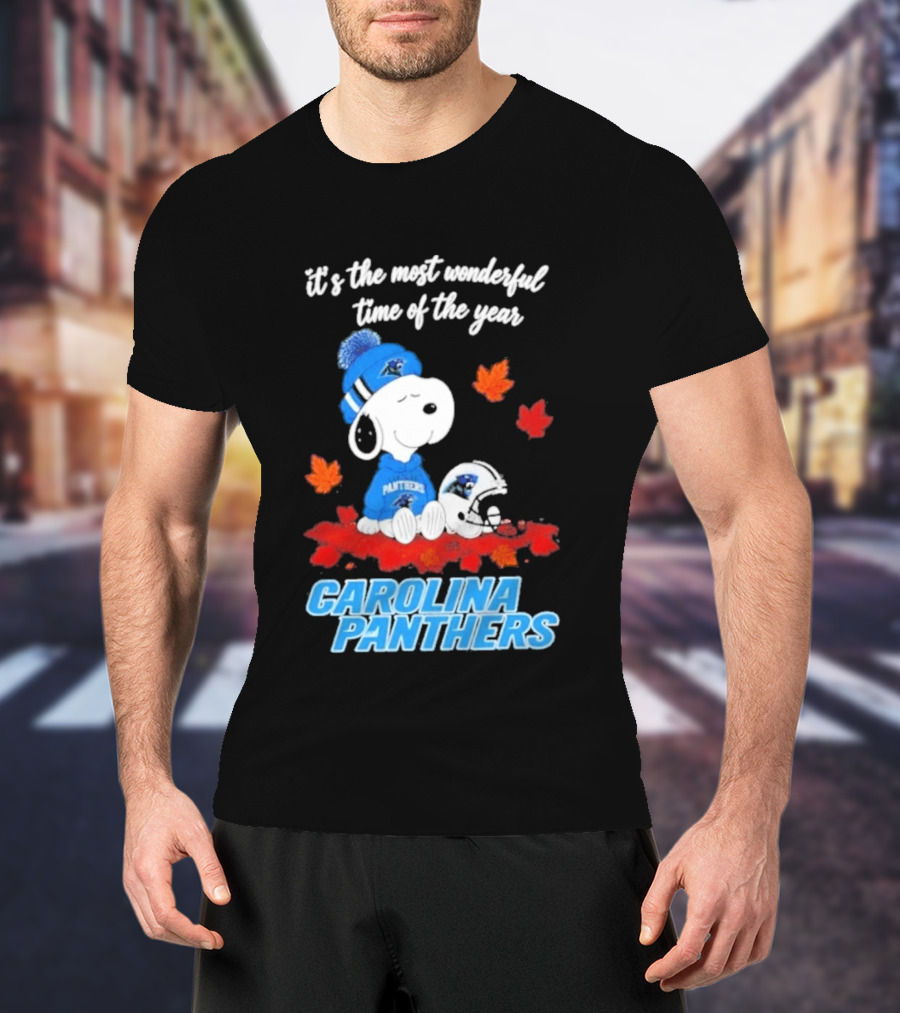 Carolina Panthers Snoopy Fall Halloween 2026 Most Wonderful Time Of The Year T-Shirt