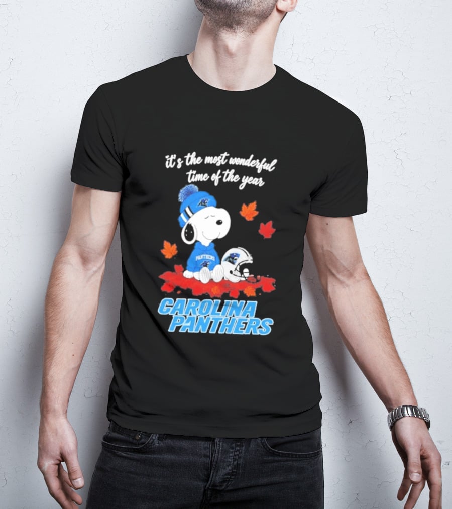 Carolina Panthers Snoopy Fall Halloween 2026 Most Wonderful Time Of The Year T-Shirt