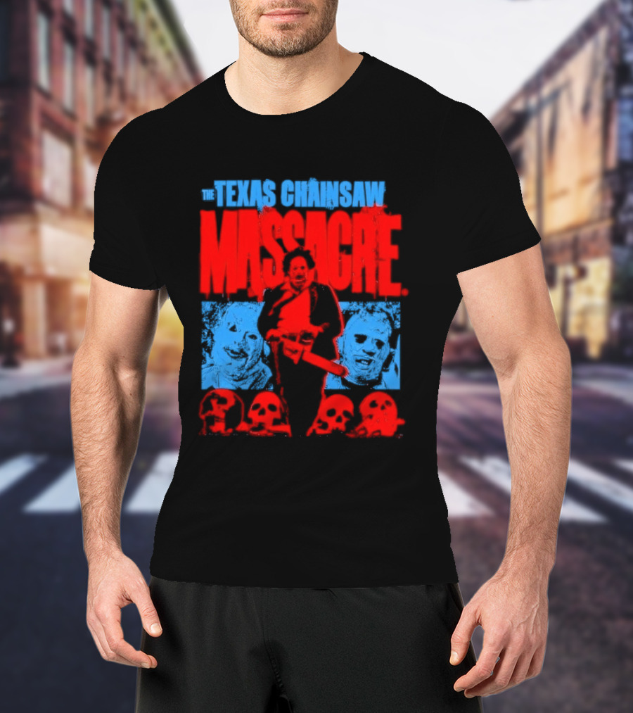 The Texas Chainsaw Massacre Leatherface Horror Movie Skulls Scene T-Shirt