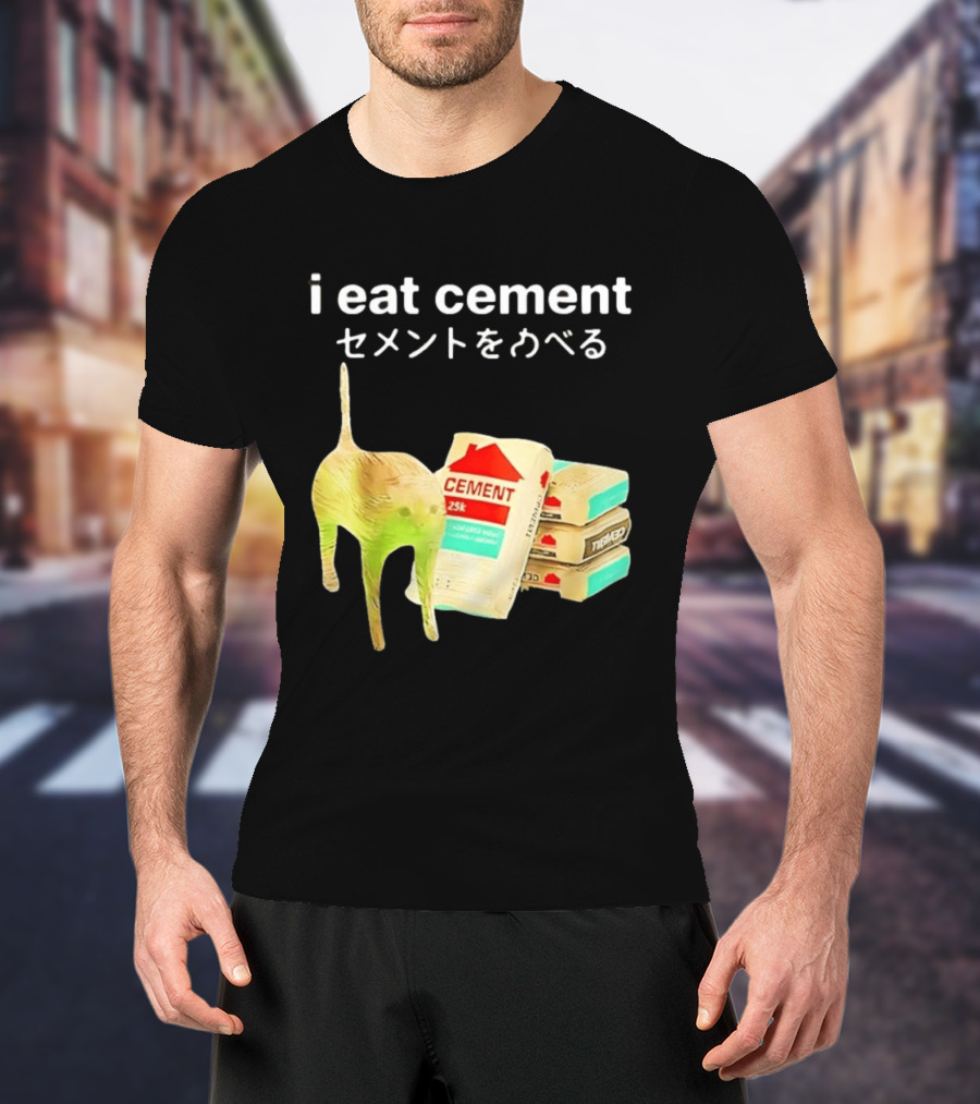 I Eat Cement Cat Meme Cursed T-Shirt
